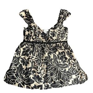 WHBM 100%Silk Overlap Collar Top